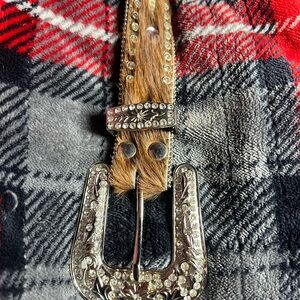 Size small 36 inch Nocona leather horse hair studded belt
